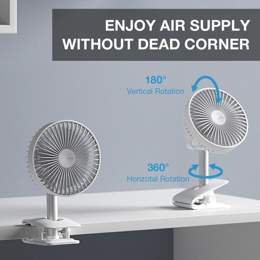 USB Rechargeable 10" Air Clip On Fan