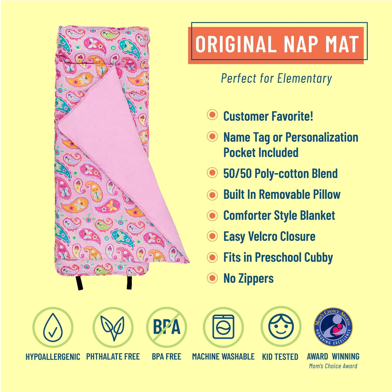 Paisley Original Nap Mat - Pink