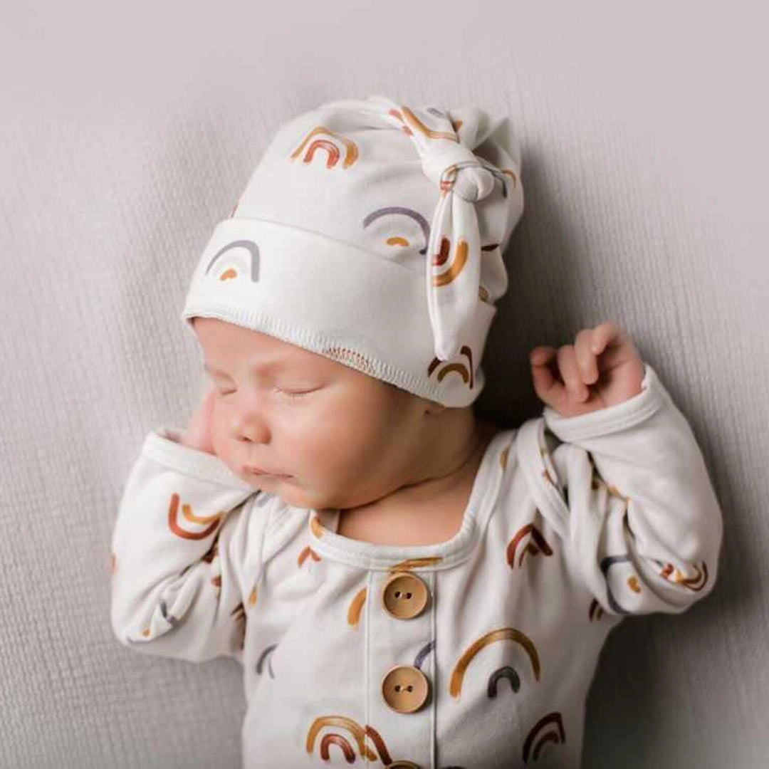 Newborn Baby Knot Gown & Hat | Cannon's Earthy Rainbow