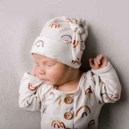 Newborn Baby Knot Gown & Hat | Cannon's Earthy Rainbow