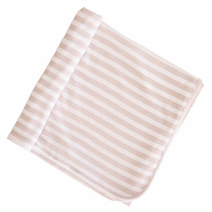 Bamboo Waffle Oversized Swaddle Blanket | Latte Stripes