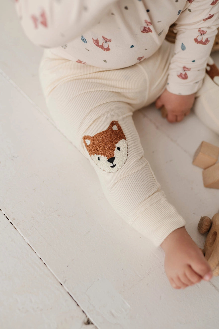 Patch Ribbed Leggings Bamboo/Cotton