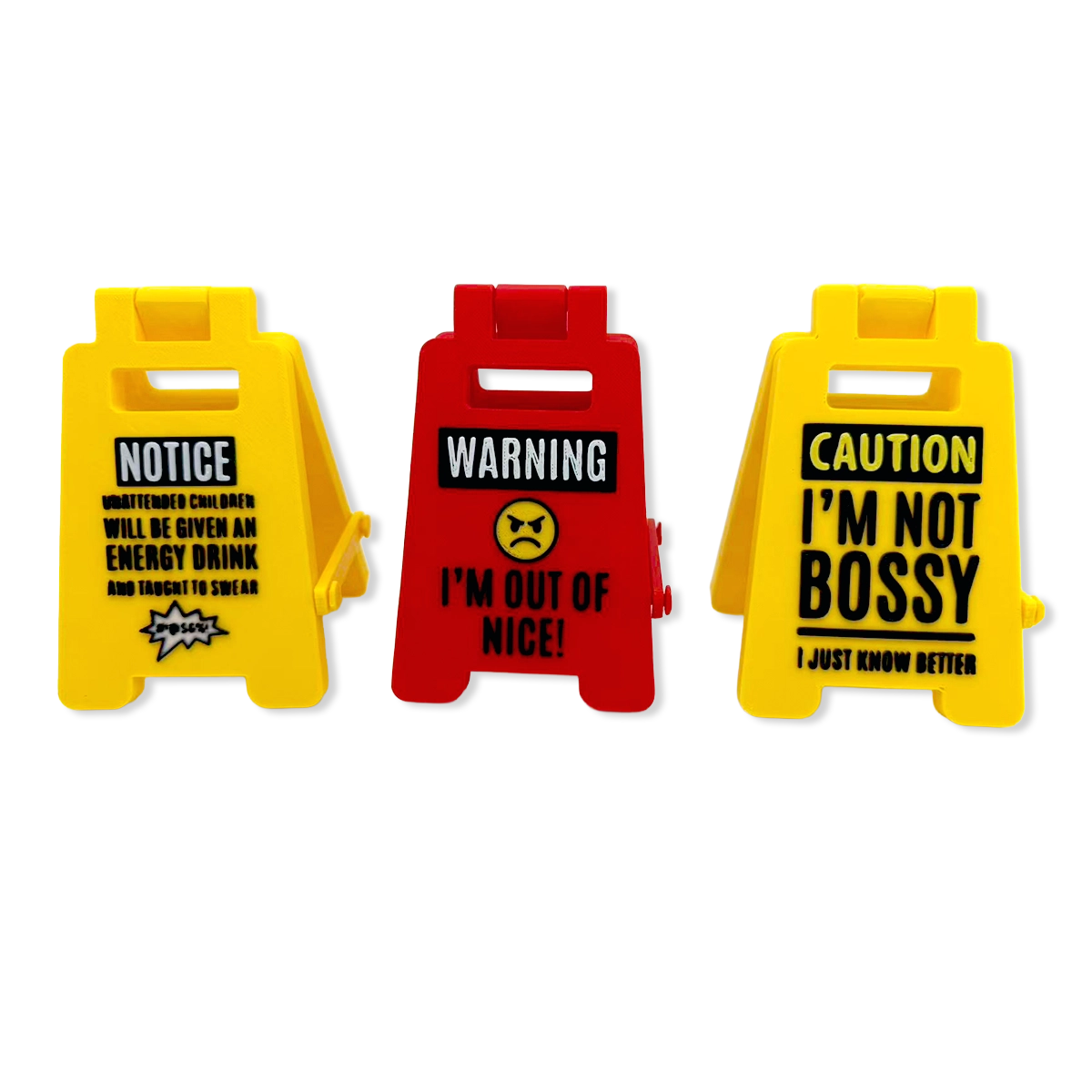Standing 4.75" 3D Mood Caution Signs