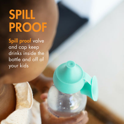 Boon SNUG™ Sip Universal Water and Juice Bottle Topper with Spill Proof Valve – 2 Toppers and 2 Cases