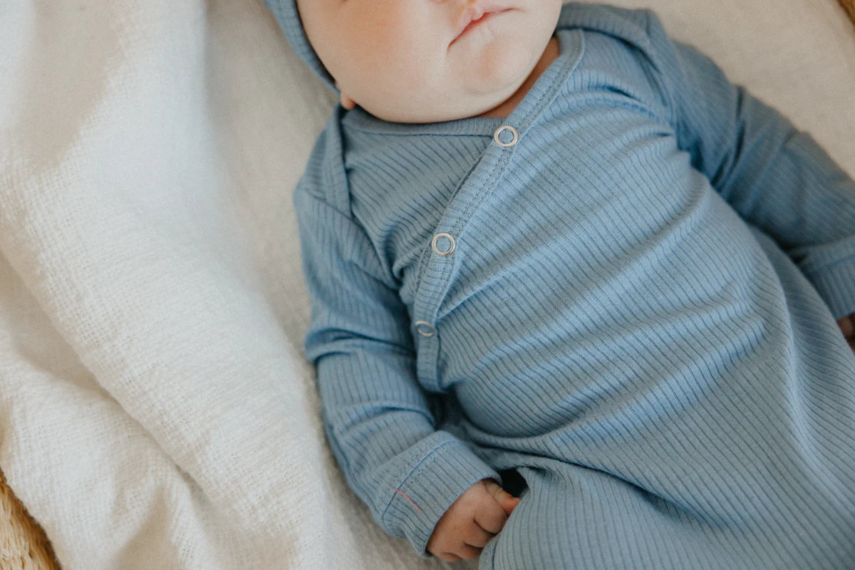 Atlantic Rib Knit Newborn Knotted Gown