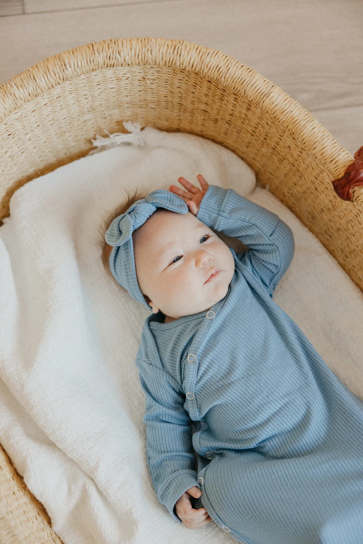 Atlantic Rib Knit Newborn Knotted Gown