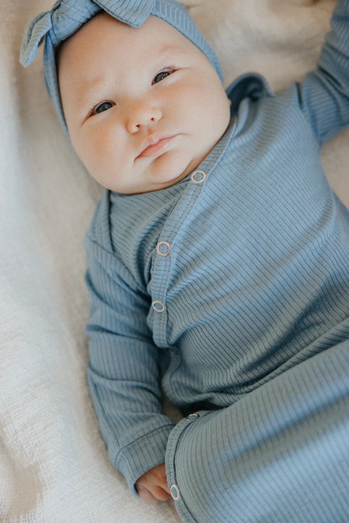 Atlantic Rib Knit Newborn Knotted Gown