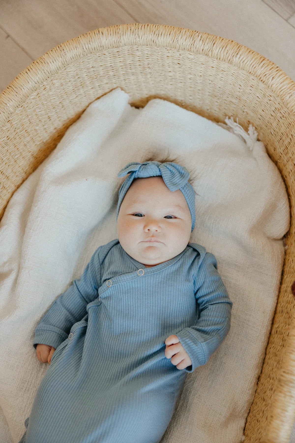 Atlantic Rib Knit Newborn Knotted Gown