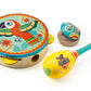 Animambo Tambourine, Maraca, Castanet Musical Instrument Set