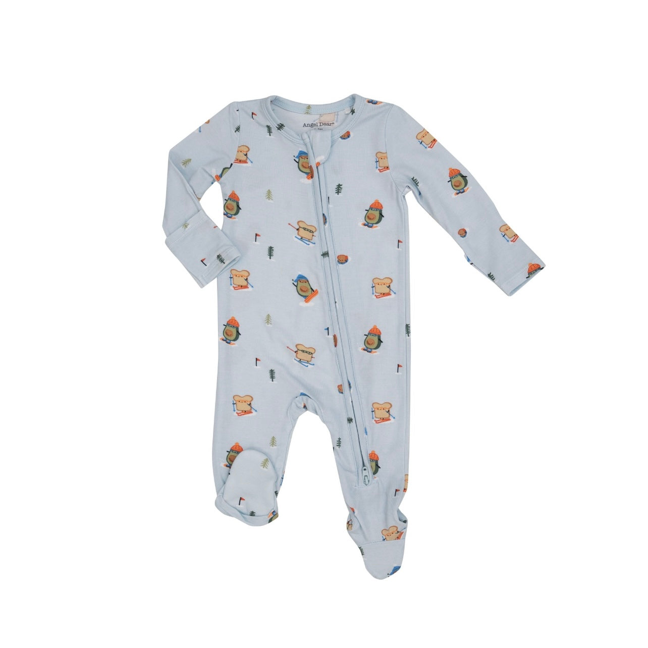 Bamboo 2-Way Zipper Footie - Avocado Toast Snow Fun