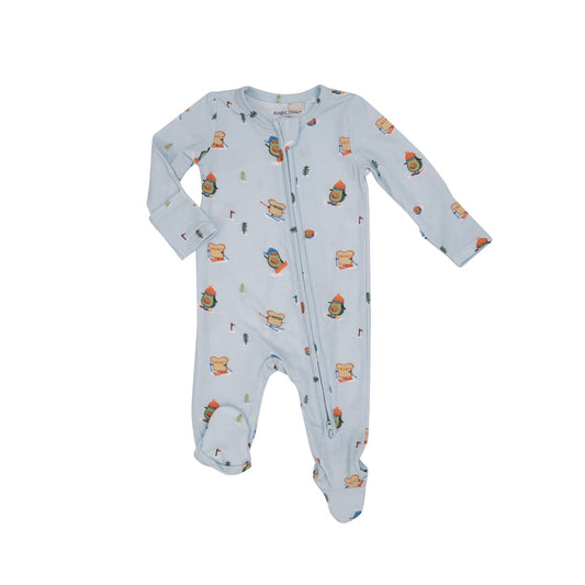 Bamboo 2-Way Zipper Footie - Avocado Toast Snow Fun