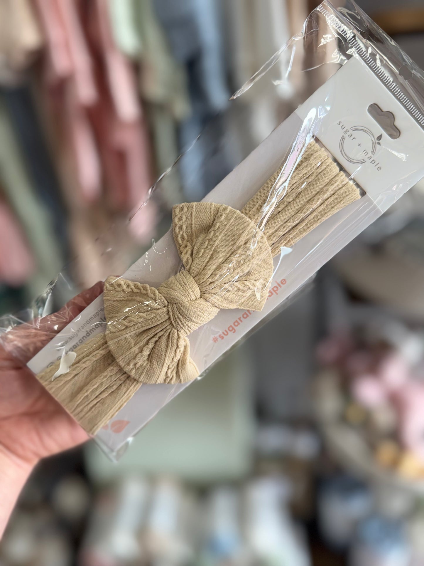 Sugar + Maple Cable Knit Bow