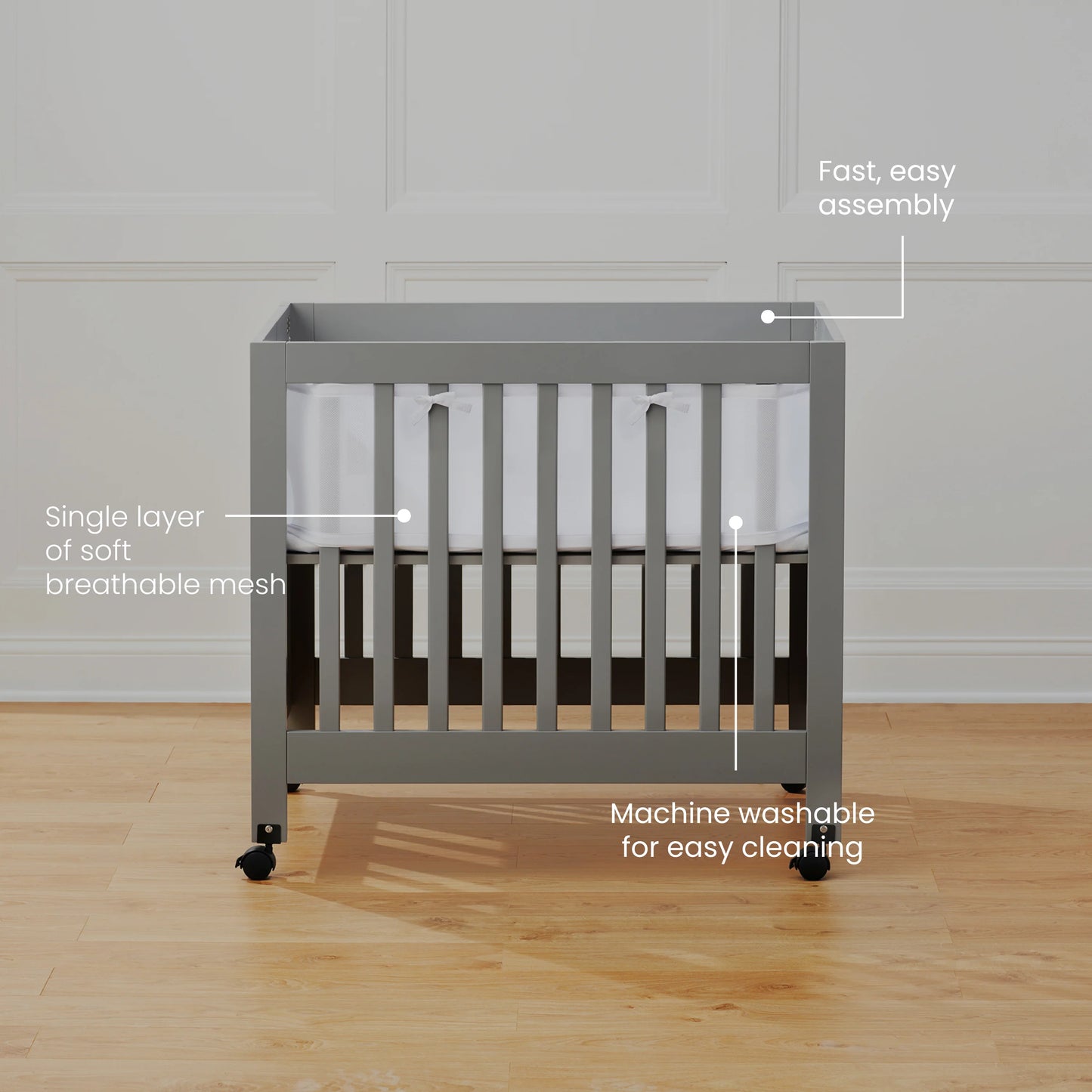 Breathable Mesh Crib Liner for Mini Crib