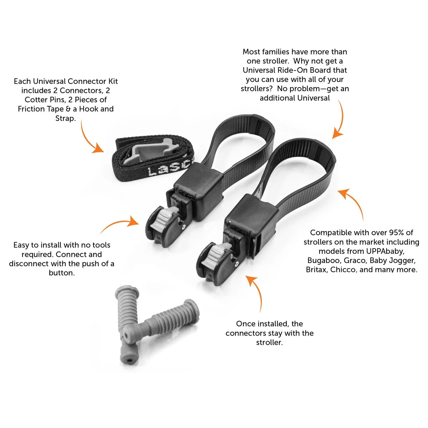 Lascal BuggyBoard Universal Connector Kit - Black