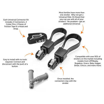 Lascal BuggyBoard Universal Connector Kit - Black