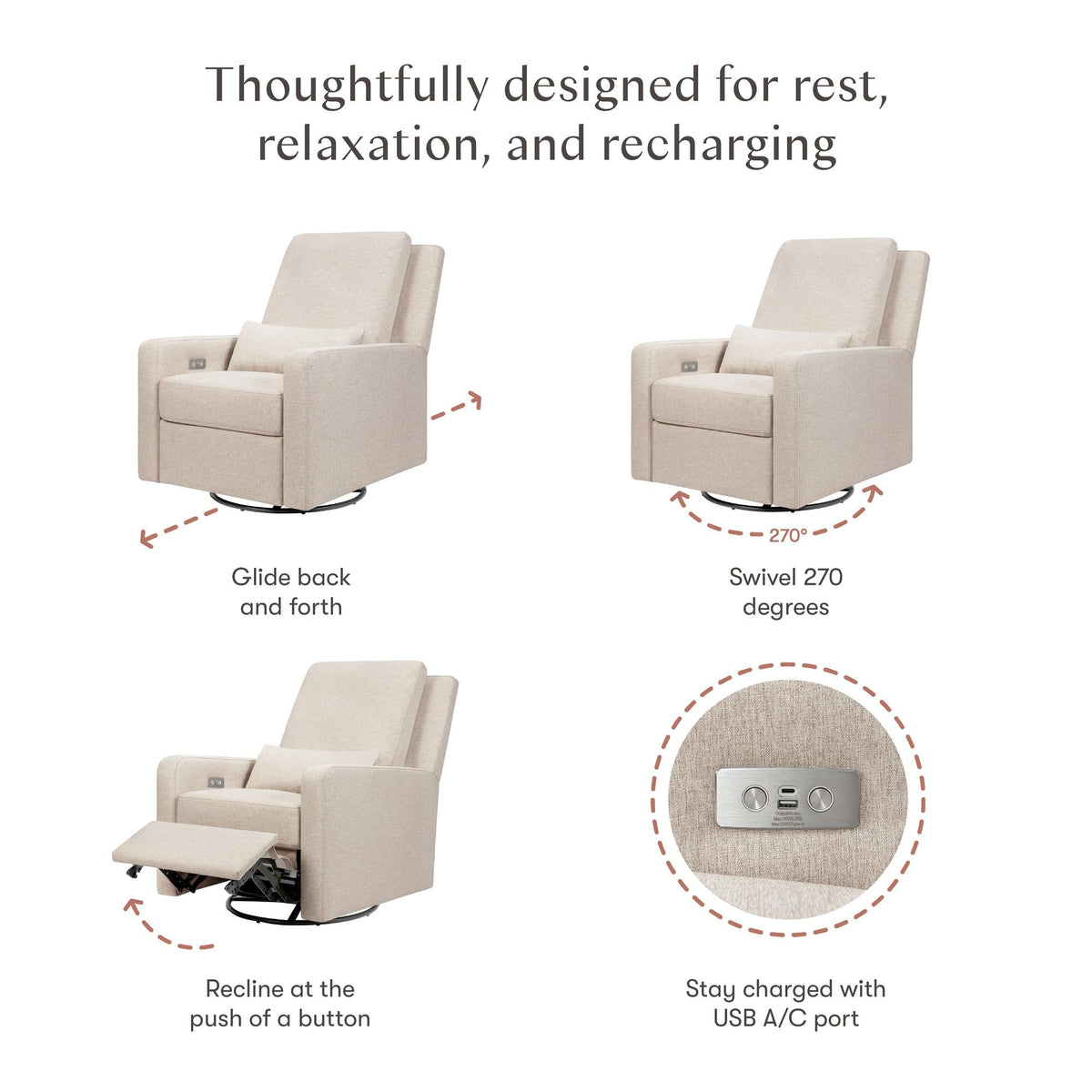 Babyletto Sigi Electronic Recliner and Glider with USB Port