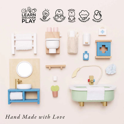 Wooden Dolls house Bathroom Furniture