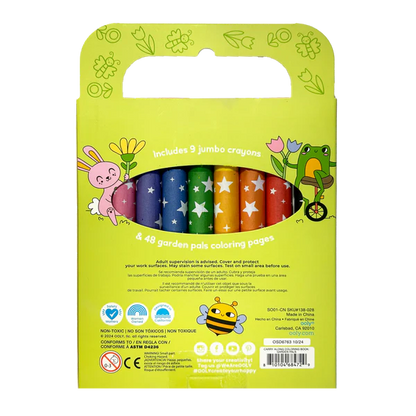Carry Along! Coloring Book and Crayon Set - Garden Pals - Set of 9 Crayons