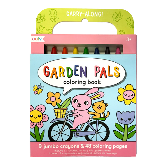 Carry Along! Coloring Book and Crayon Set - Garden Pals - Set of 9 Crayons