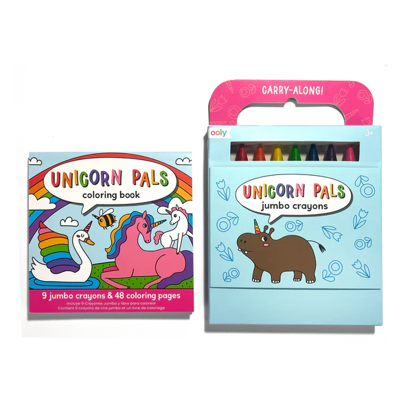 Carry Along! Coloring Book and Crayon Set - Unicorn Pals - Set of 9 Crayons