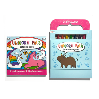 Carry Along! Coloring Book and Crayon Set - Unicorn Pals - Set of 9 Crayons