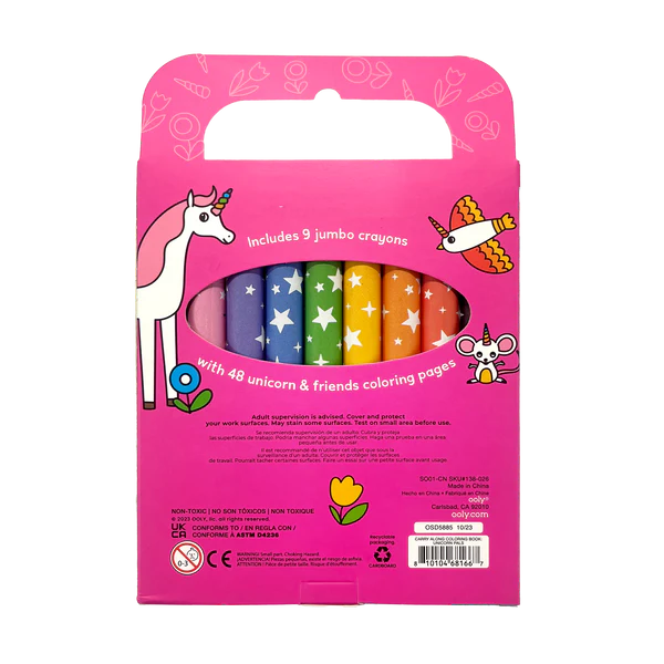 Carry Along! Coloring Book and Crayon Set - Unicorn Pals - Set of 9 Crayons