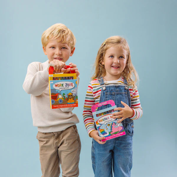 Carry Along! Coloring Book and Crayon Set - Work Zone - Set of 9 Crayons
