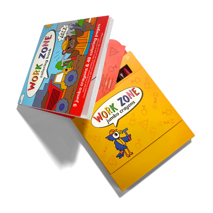 Carry Along! Coloring Book and Crayon Set - Work Zone - Set of 9 Crayons