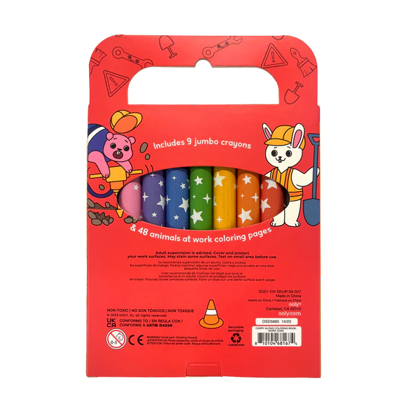 Carry Along! Coloring Book and Crayon Set - Work Zone - Set of 9 Crayons