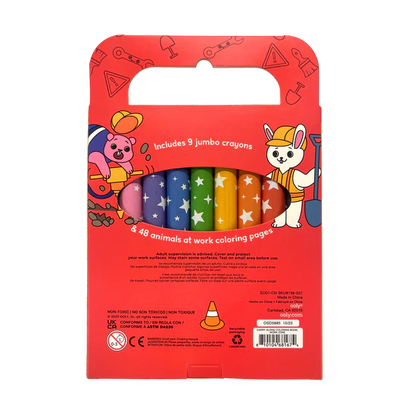 Carry Along! Coloring Book and Crayon Set - Work Zone - Set of 9 Crayons