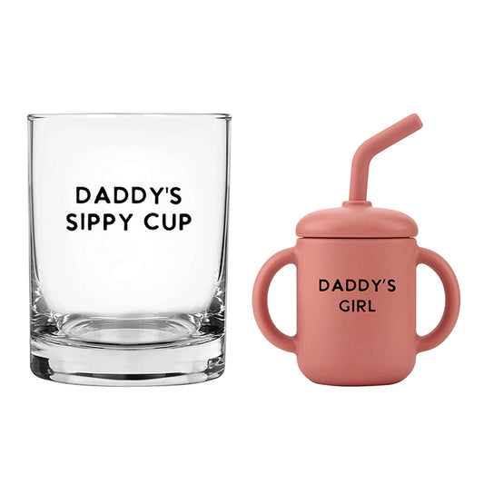 DOF Glass + Sippy Cup Set - Dad + Daughter
