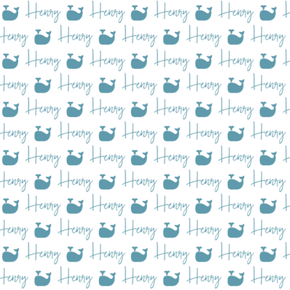 Sugar + Maple Plush Minky Fleece Personalized Blanket | Whale Icon Repeating Name