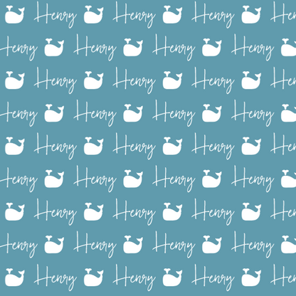 Sugar + Maple Plush Minky Fleece Personalized Blanket | Whale Icon Repeating Name
