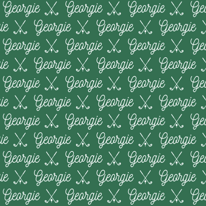 Sugar + Maple Plush Minky Fleece Personalized Blanket | Golf Icon Repeating Name