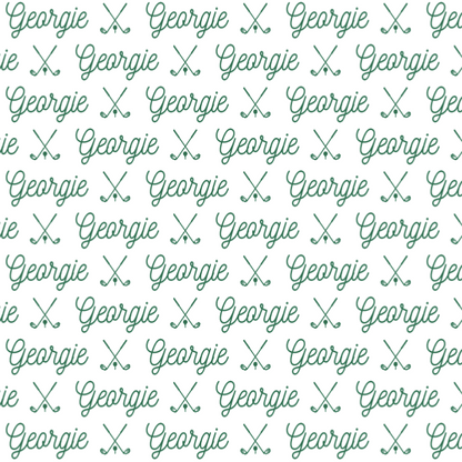 Sugar + Maple Plush Minky Fleece Personalized Blanket | Golf Icon Repeating Name