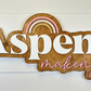 Sugar + Maple Personalized Bubble Wood Sign | Rainbow