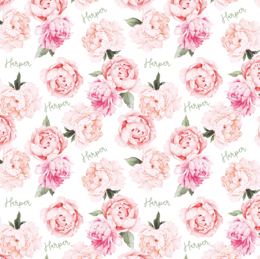 Sugar + Maple Personalized Bib | Peonies