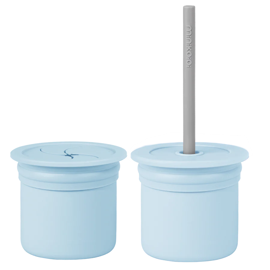 MinikOiOi Sip + Snack Silicone Drink and Snack + Straw