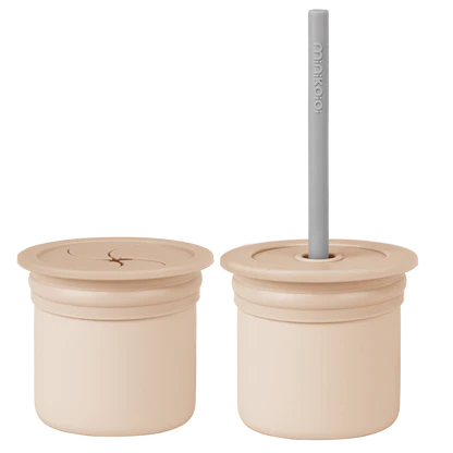 MinikOiOi Sip + Snack Silicone Drink and Snack + Straw