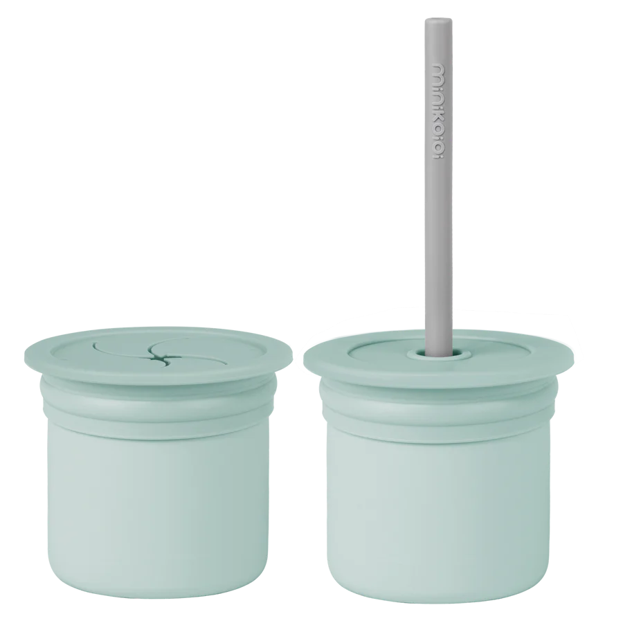 MinikOiOi Sip + Snack Silicone Drink and Snack + Straw