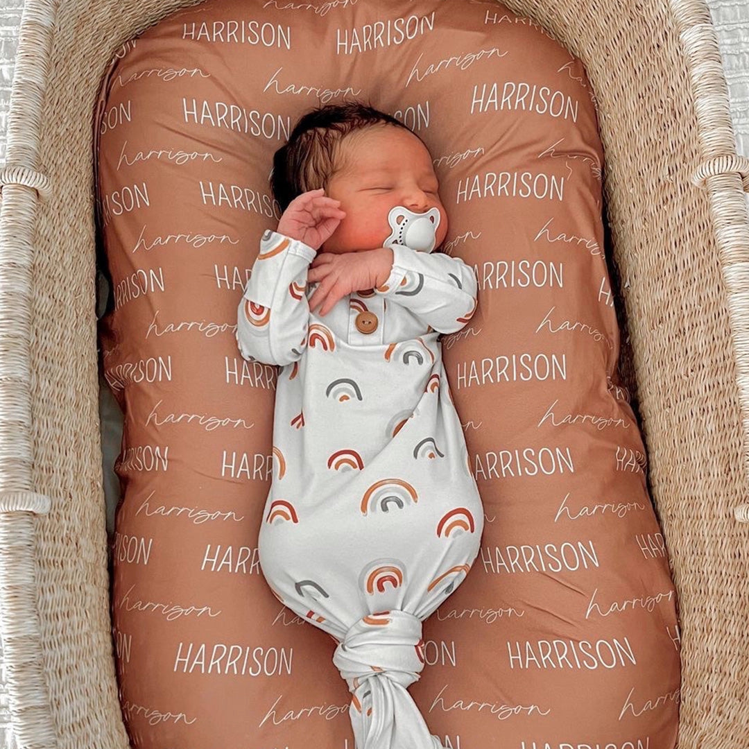 Newborn Baby Knot Gown & Hat | Cannon's Earthy Rainbow