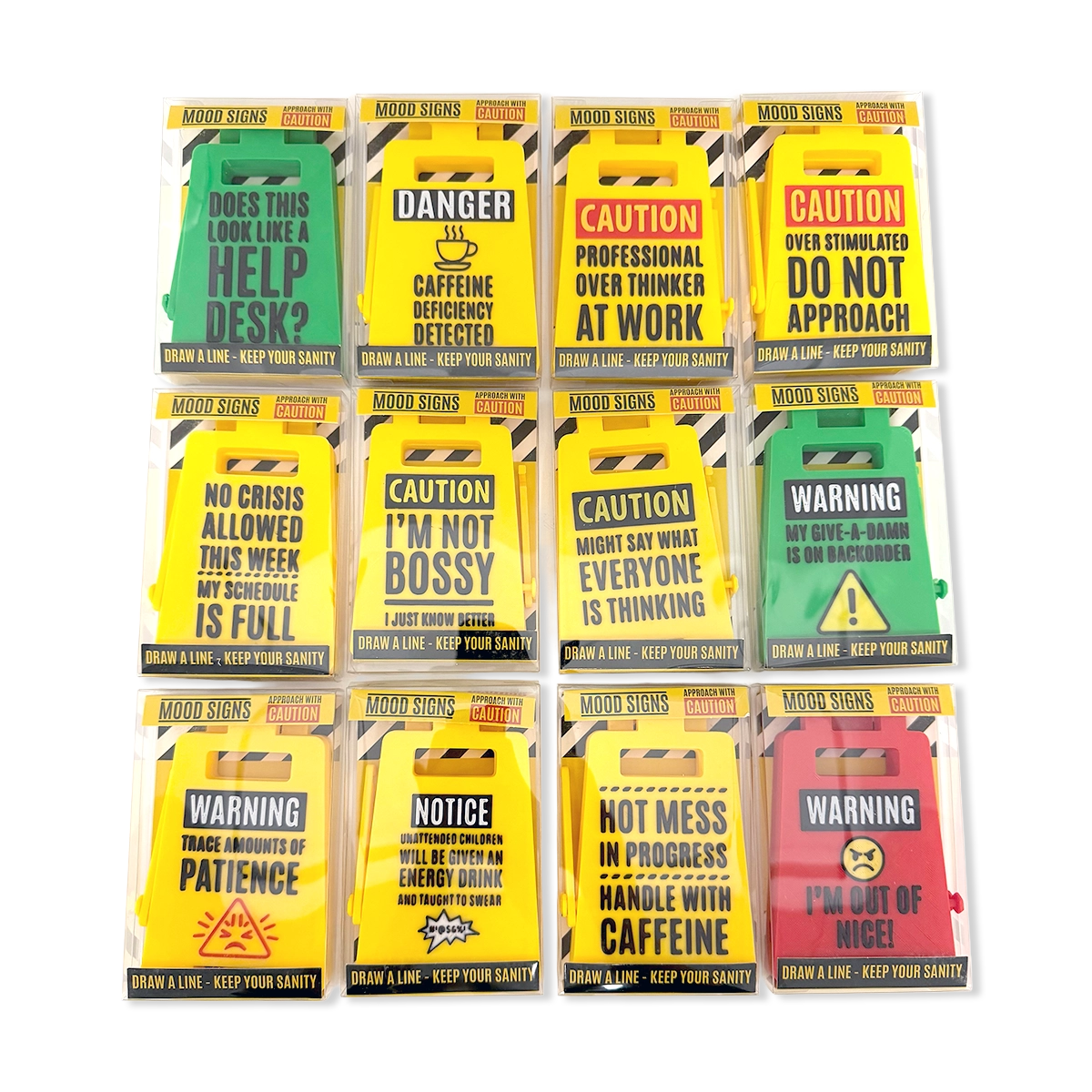 Standing 4.75" 3D Mood Caution Signs