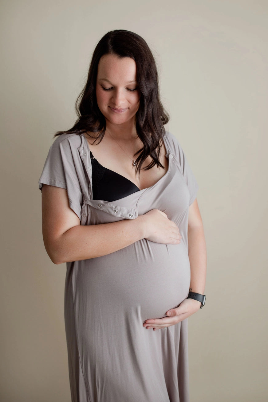 Maternity Mommy Labor and Delivery/ Nursing Gown - Harbor Mist
