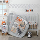Acorn Gray/White/Orange Fox Nursery Lamp with Shade & Bulb