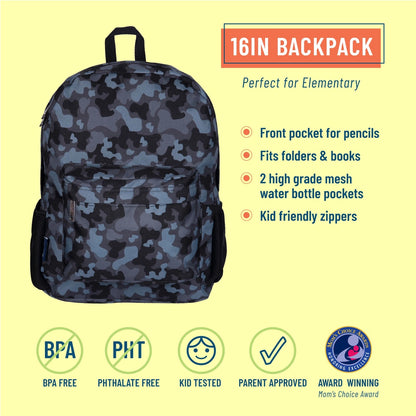 Black Camo Backpack - 16 Inch