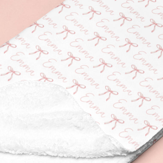 Sugar + Maple Sherpa-Lined Personalized Blanket | Ballerina Bows