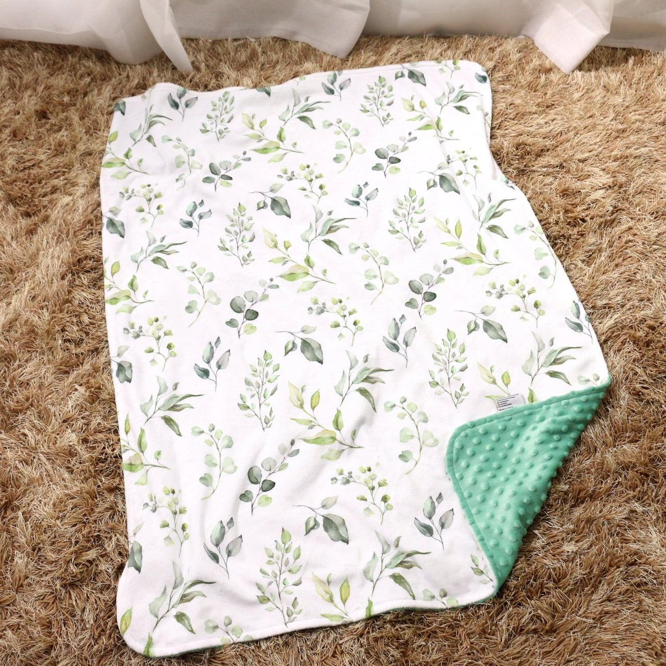 Baby & Toddler Minky Blanket - Eucalyptus Greenery