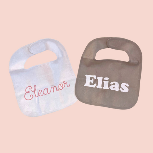 Sugar + Maple Personalized Bib | Centered Name