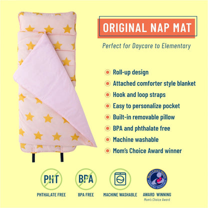 Pink and Gold Stars Original Nap Mat - Pink