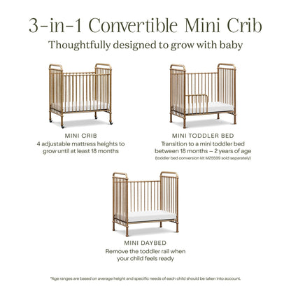 Namesake Abigail 3-in-1 Convertible Mini Crib